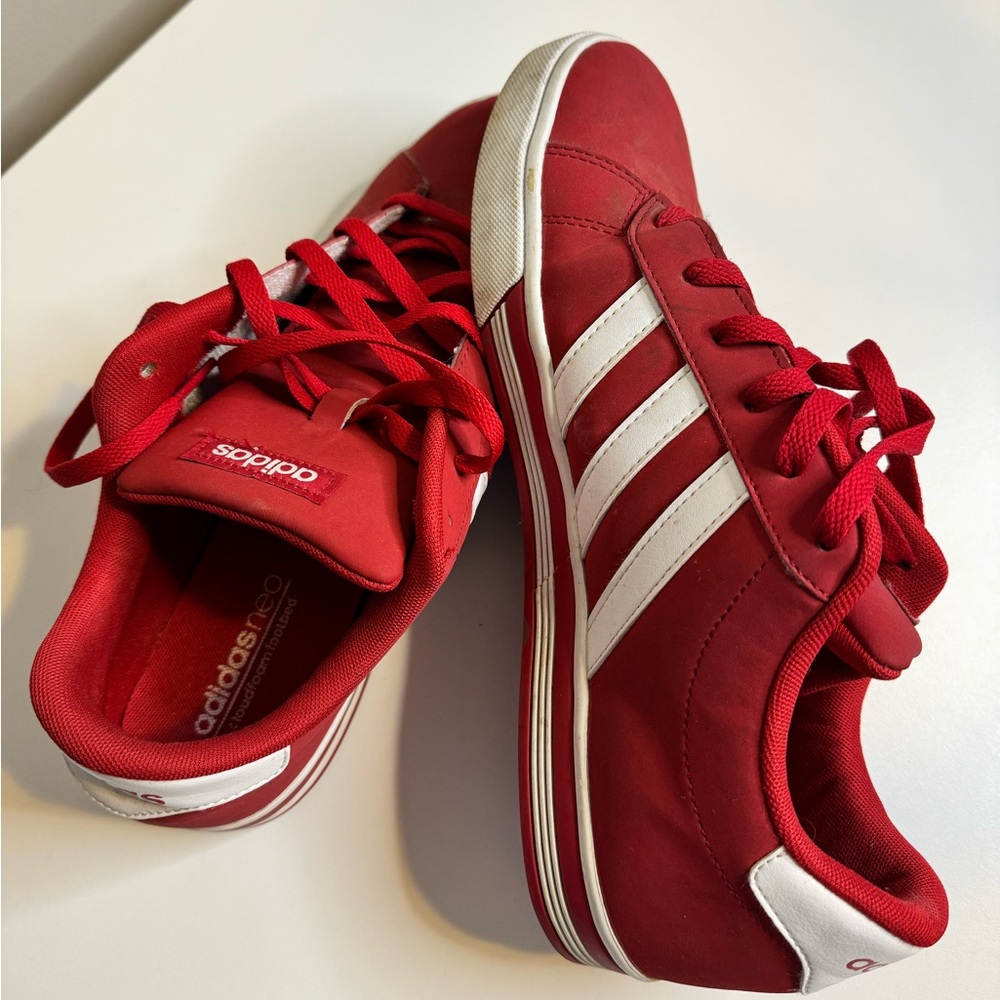 Red leather adidas